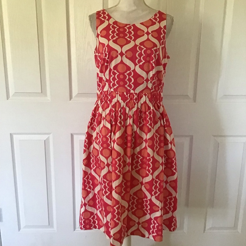Boden geometric print sleeveless summer dress 10